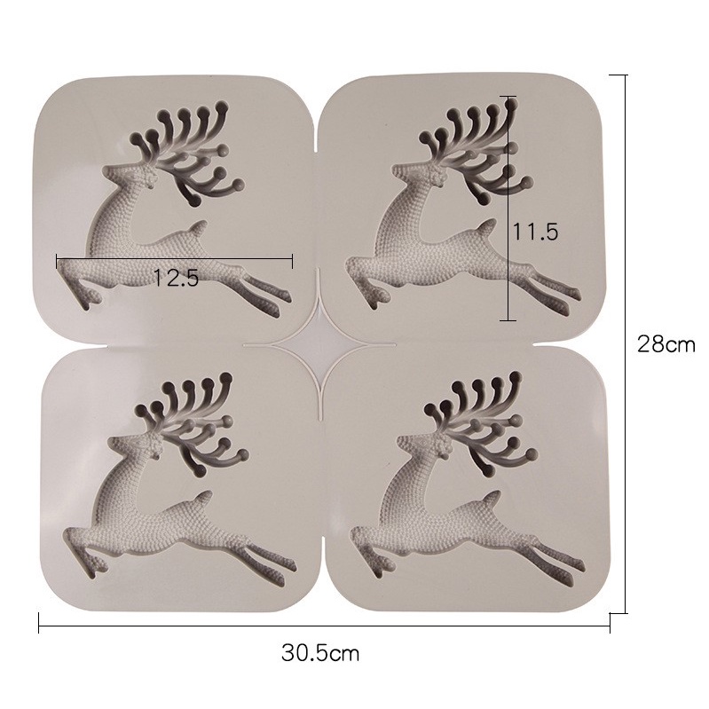 Khuôn silicon hình hươu giáng sinh làm bánh Khuôn xà phòng nến thơm Handmade hình hươu 4 ô 50g