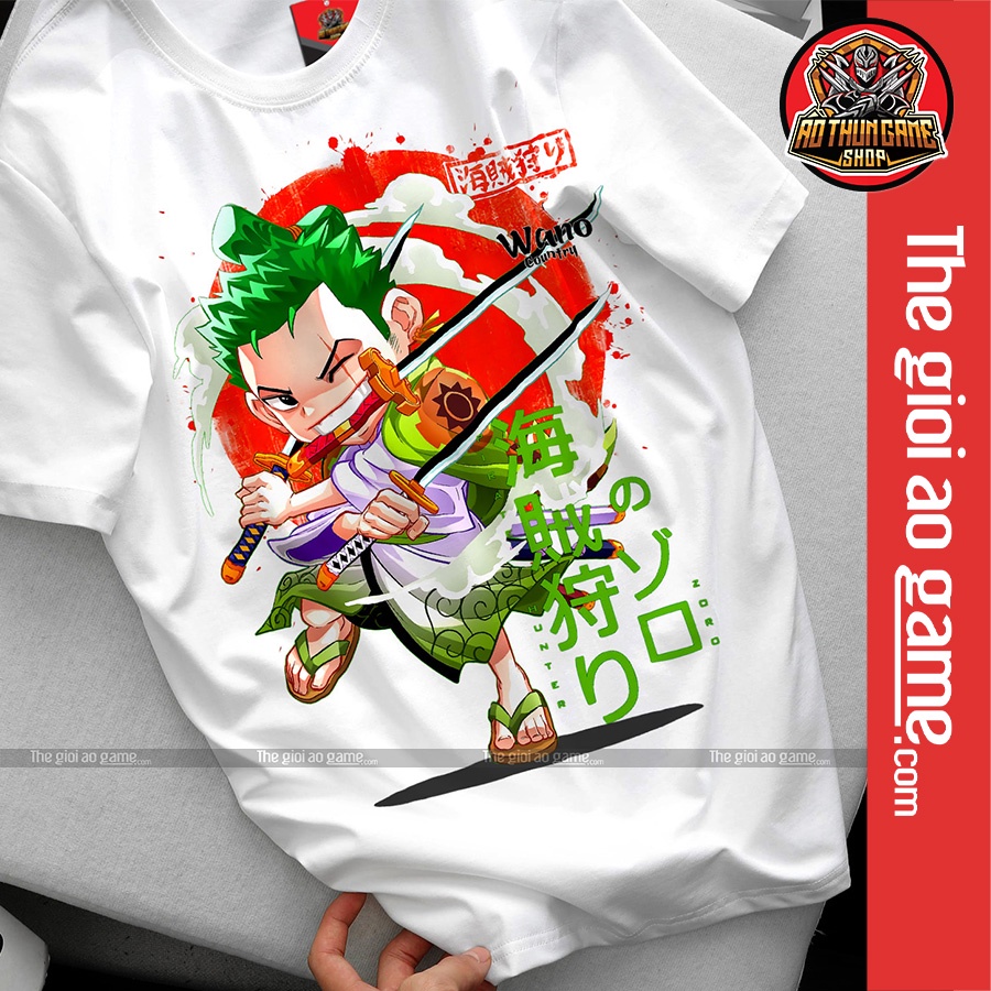 Áo one piece zoro wano nam nữ Áo thun one piece zoro wano trắng form rộng unisex cotton co giãn thoáng mát TGAG T14