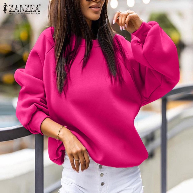 Áo nỉ nữ Zanzea dài tay cổ tròn form rộng thời trang châu Âu