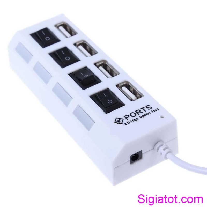 Hub USB 4 cổng hình ổ điện (Trắng)
