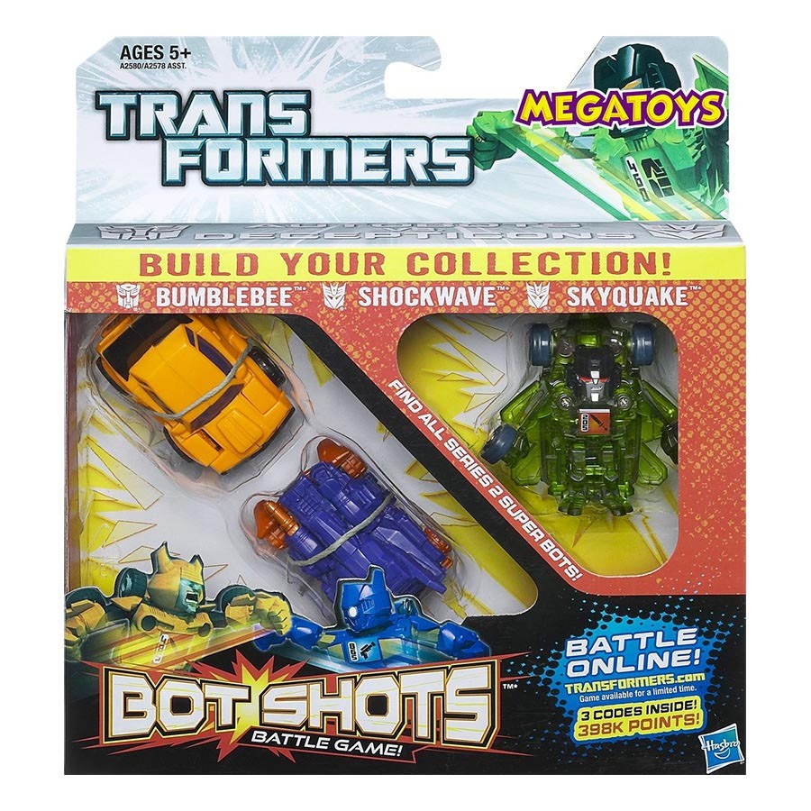 Bộ 3 Robot Transformers Bot shots Battle game (Bumblebee - Shockwave - Skyquake)_A2580