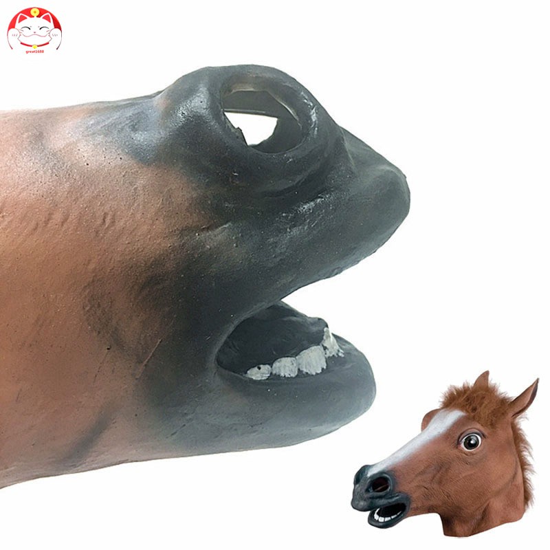 Mặt nạ đầu ngựa màu nâu thú vị cho tiệc hoá trang độc đáo ngựa màu đen màu trắng