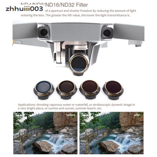 SUNNYLIFE Bộ Lọc Ống Kính Mcuv Cpl Nd4 Nd8 Nd16 Nd32 Cho Dji Mavic Pro Platinum & Trắng