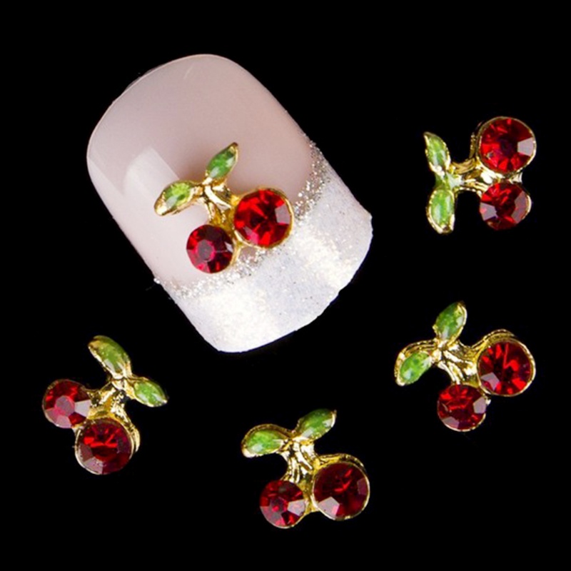 [Hàng mới về] Set 10 phụ kiện đính trang trí móng tay hình quả cherry 3D dễ thương