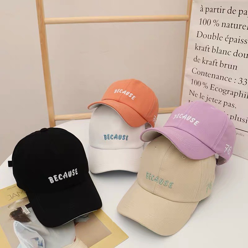 Nón Kết Thêu Chữ Because Thời Trang Hàn Quốc Cho Nam Nữ