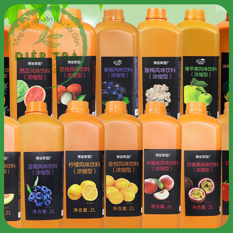 Siro Boduo 2L các vị: Đào / Dâu / Việt quất / Chanh leo / Táo xanh / Đường Đen / Sữa Nướng
