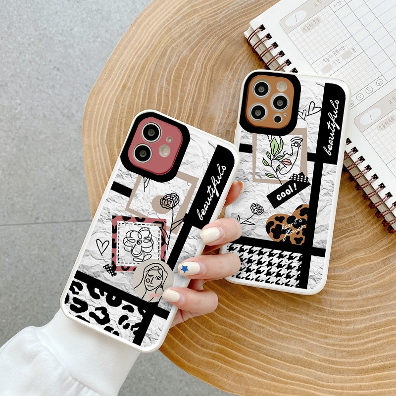 Ốp iphone cạnh vuông bo viền khuôn mặt độc đáo cho 11/11pro/11promax/12 pro max/13 pro max/x/xs/xr/xsmax/6/7/8/plus-g63