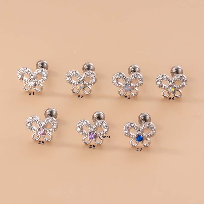 1 Khuyên Tai Hình Bướm 6mm Bằng Thép Không Gây Dị Ứng
