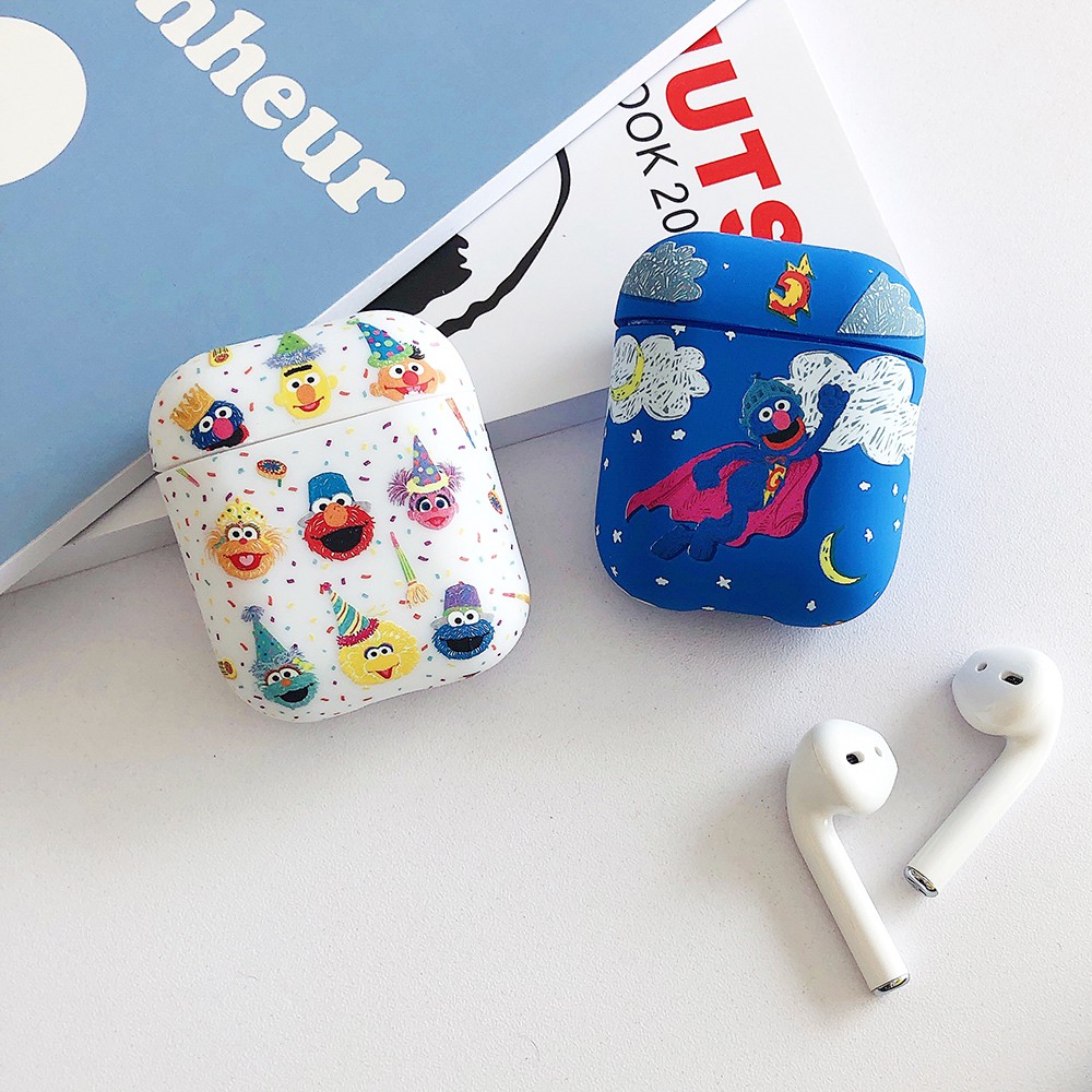 Vỏ Bảo Vệ Hộp Sạc Tai Nghe Airpods Hình Kaws X Sesame Street Phát Sáng Chống Sốc Chống Thấm Nước