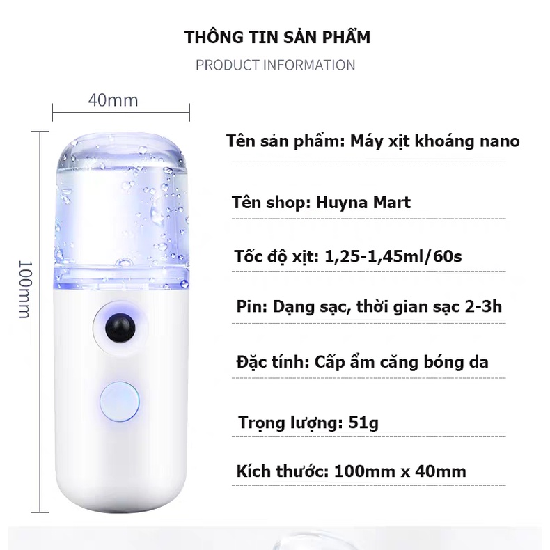Máy Xông Mặt Xịt Khoáng Phun Sương Nano Mini Cầm Tay
