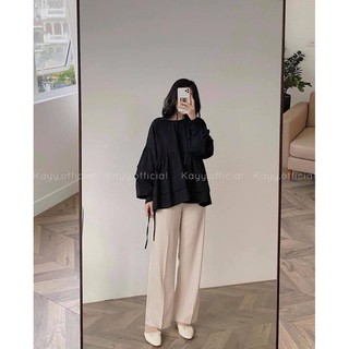 Áo sơ mi lụa mềm bánh bèo dài tay