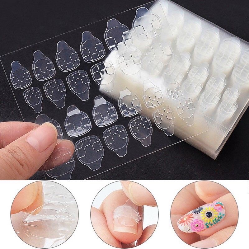 Miếng dán 2 mặt dán móng tay, nailbox 24 miếng