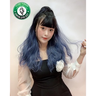[Ảnh thật 100%] Tóc giả Yuri chính hãng (Tóc ngoặm ombre xanh coban)