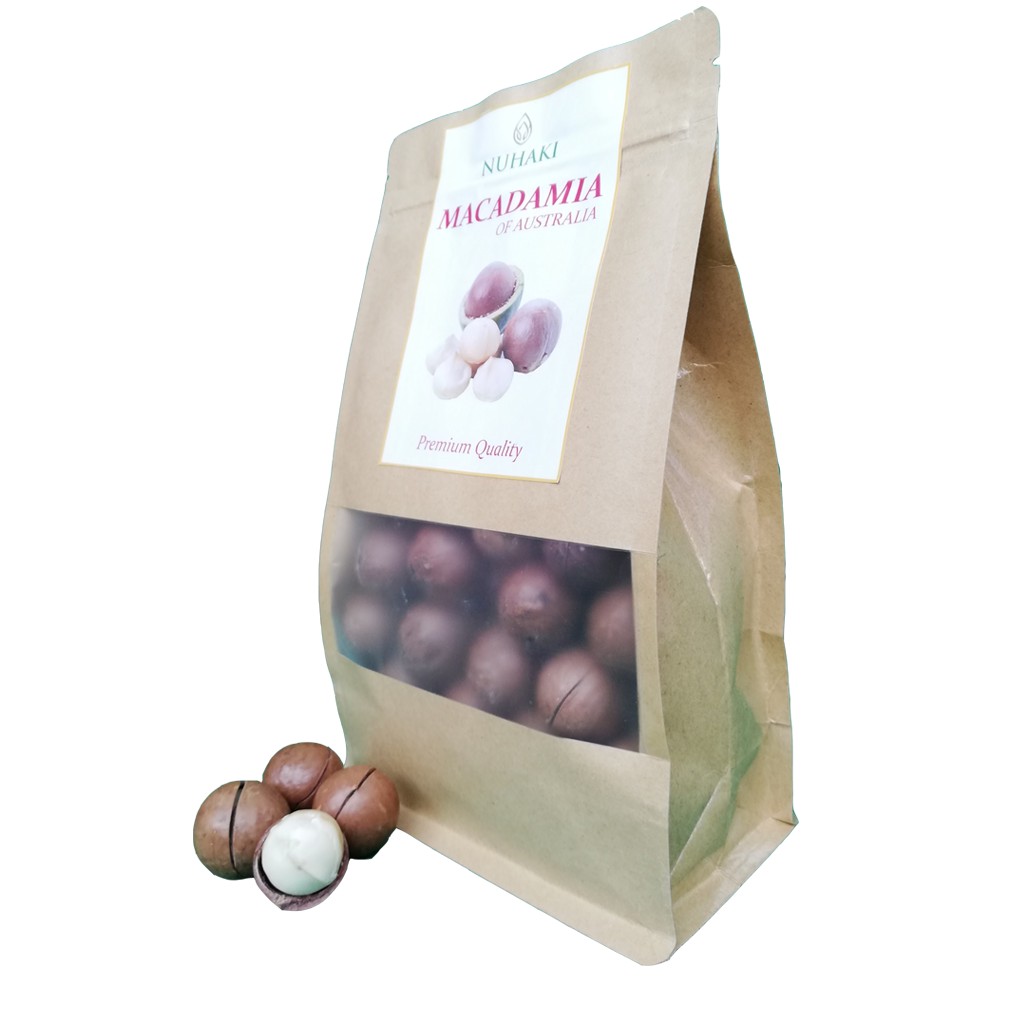 (Úc 100% size Jumbo Cao Cấp) Hạt Mắc Ca Úc (Macadamia) Nuhaki sấy nứt vỏ không pha trộn