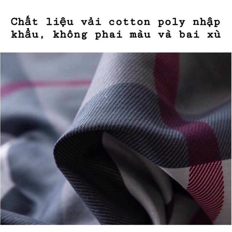 Chăn Ga Gối Đệm ❤️ cotton poly họa tiết kẻ đủ size đệm màu đen xám chăn ga gối hàn quốc nhập khẩu Mượt Decor