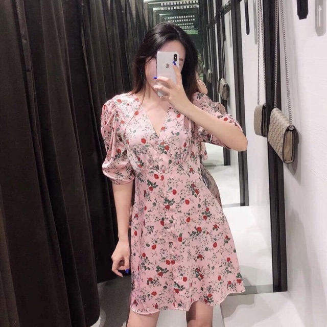 Váy hoa hồng ZR tuồn auth xinh vô đối