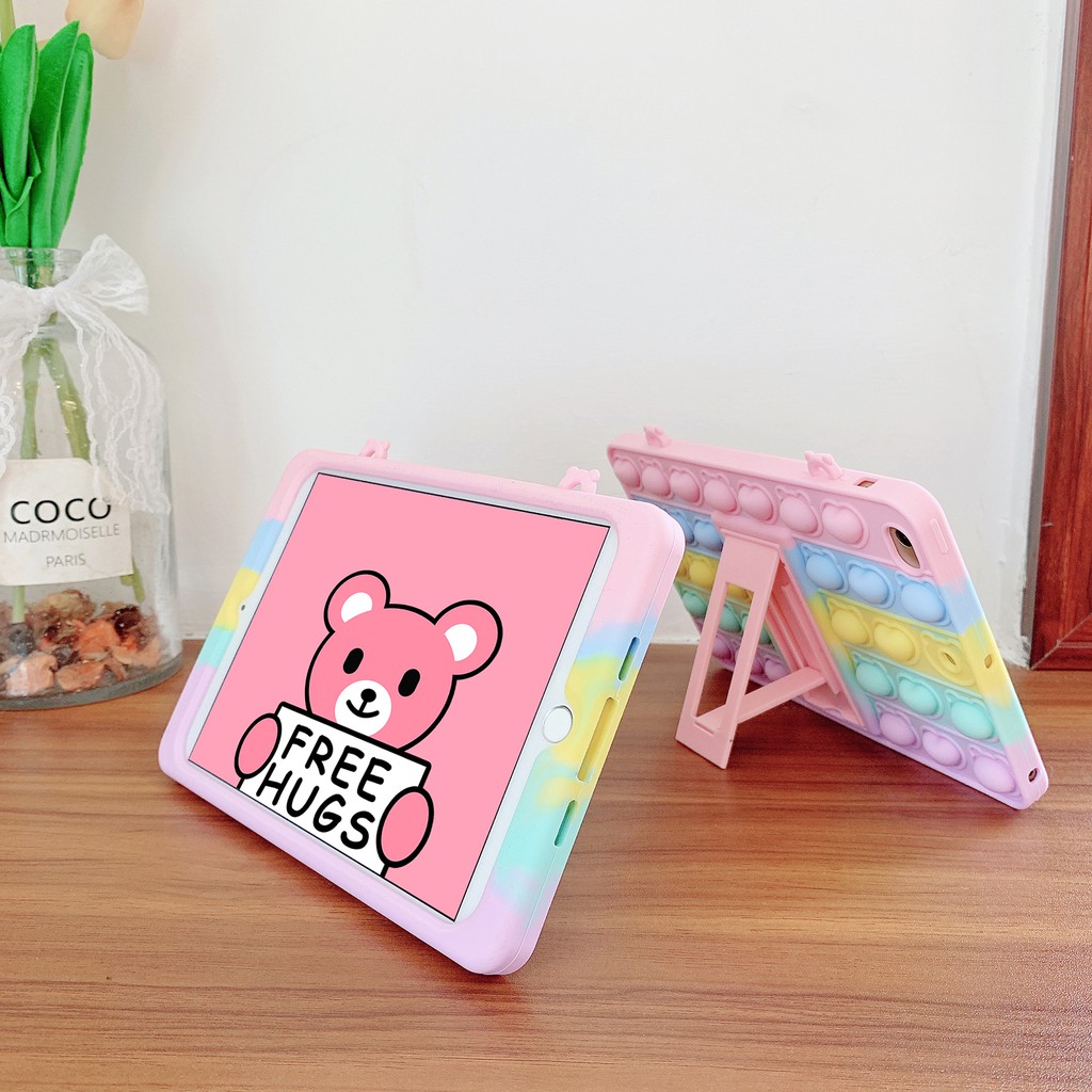 Ốp máy tính bảng bằng silicon mềm hình gấu dễ thương cho ipad234 2019pro/2020/2018/2017/mini12345/air124