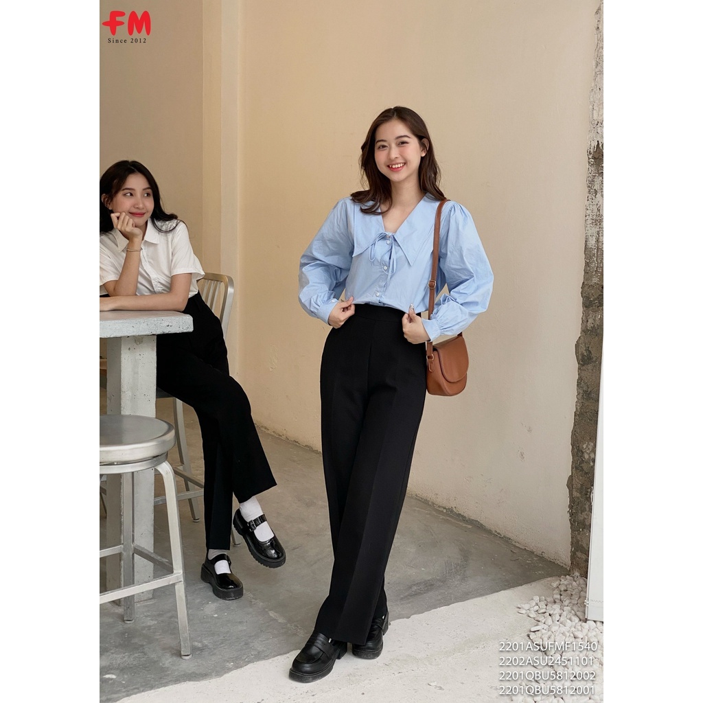 Quần tây 621 nữ lưng cao FM Style ống suông khoá sườn chất vải tuyết mưa xịn tôn dáng thời trang  ulzzang 220120500