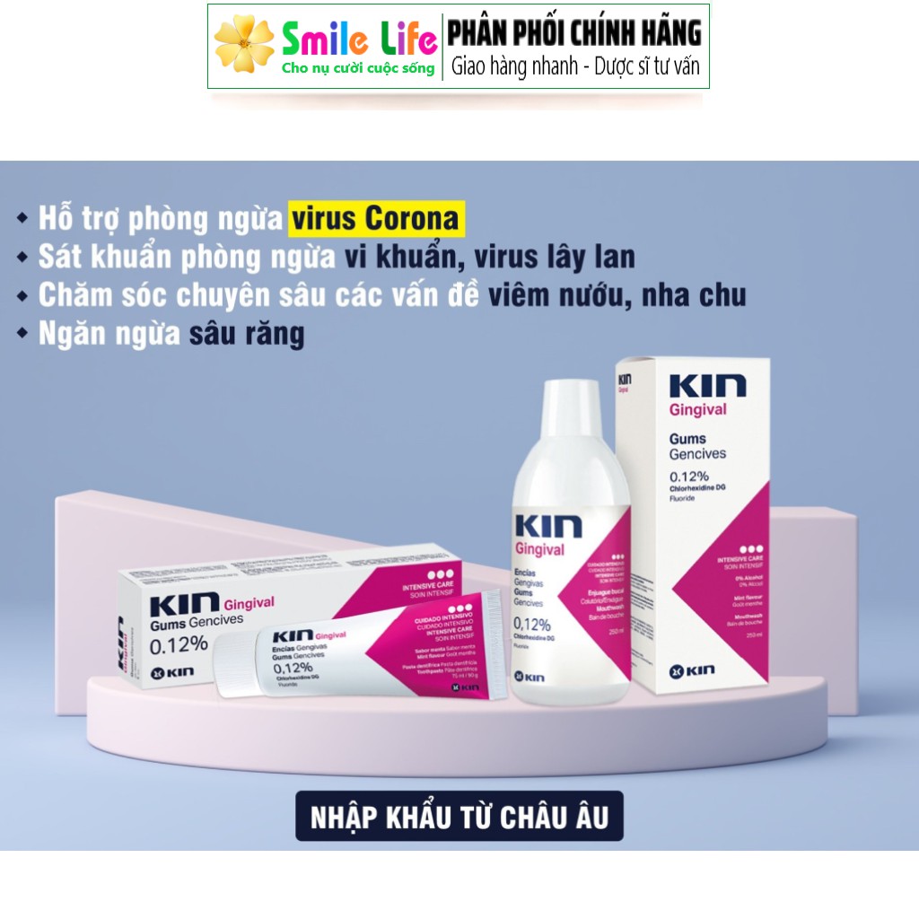 SMILE LIFE | Nước súc miệng viêm nướu KIN Gingival ® 250ml - Sát Khuẩn Miệng Họng