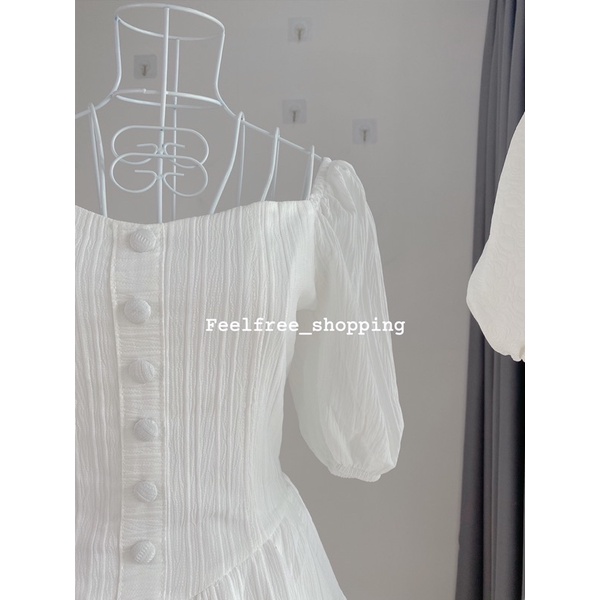 Váy cổ vuông tầng phồng xoè 2 lớp dày dặn mặc đi chơi,đi tiệc,kỉ yếu,đi học,đi làm (HÌNH THẬT) D068