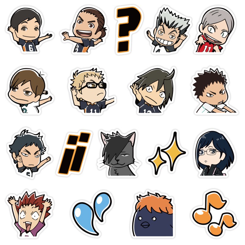 Y&P| Hình Dán Chống Nước Haikyuu!! Nhật Bản Anime Mũ Bảo Hiểm Máy Tính Xách Tay Hành Lý Dán Thiết Lập, 40 tờ