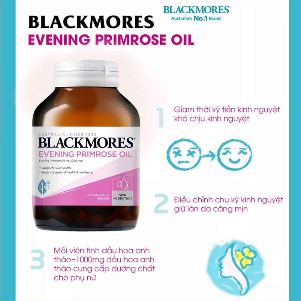 (Chính Hãng) Tinh dầu hoa anh thảo Blackmores Everning Primrose Oil_Hàng ÚC