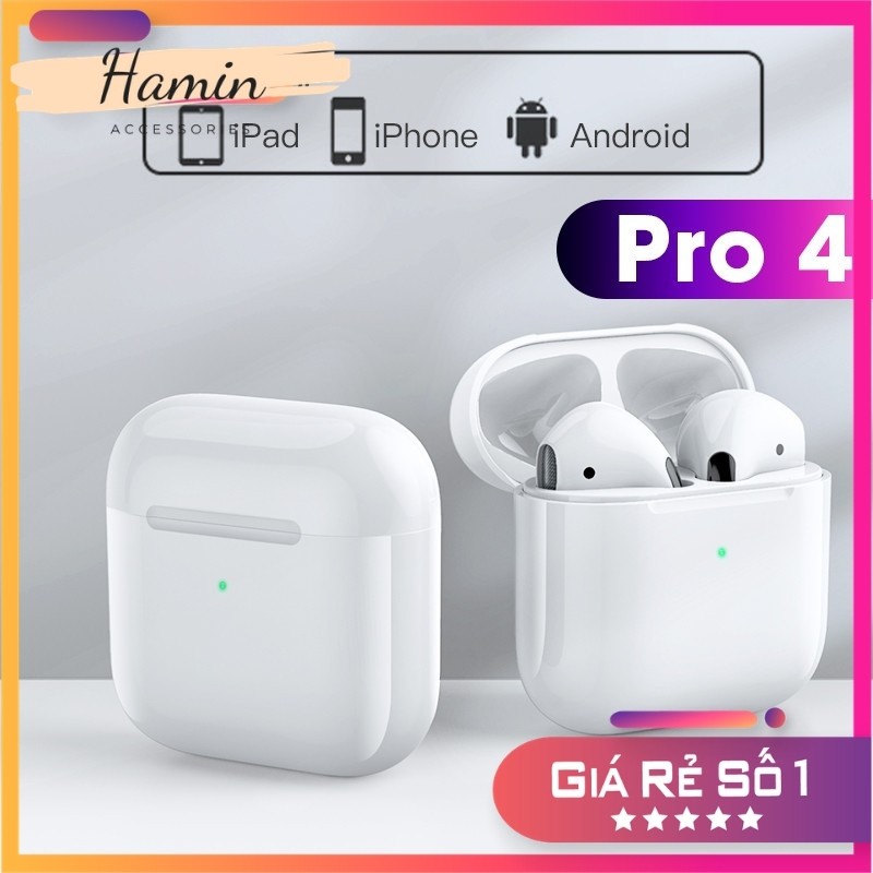 Tai Nghe Bluetooth không dây AIRPOD PRO 4 Bản Quốc Tế Cao Cấp Định vị Đổi tên dùng Cho IOS - Android