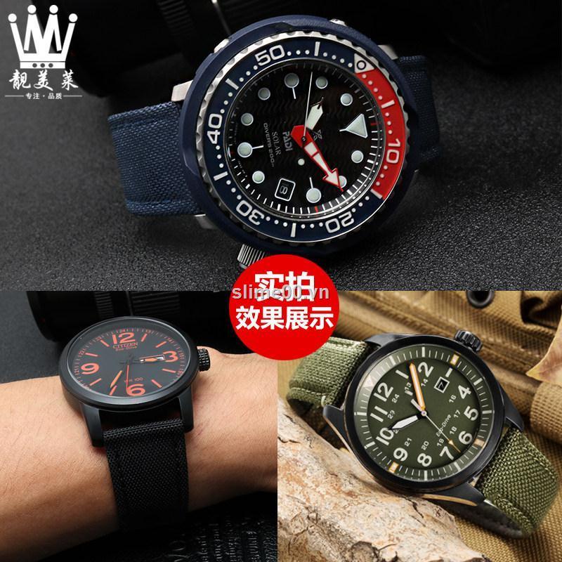 ̅♠Phù Hợp Đồng Hồ Đeo Tay 22 Dây Vải Dù canvas nylon Cho Citizen Eco-Drive BM8475 Seagull