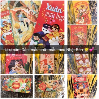 [Tết] Lì xì mẫu năm Dần, mẫu chữ, mẫu mèo Nhật Bản đáng yêu - dáng dài không phải gập tiền 🐯💕