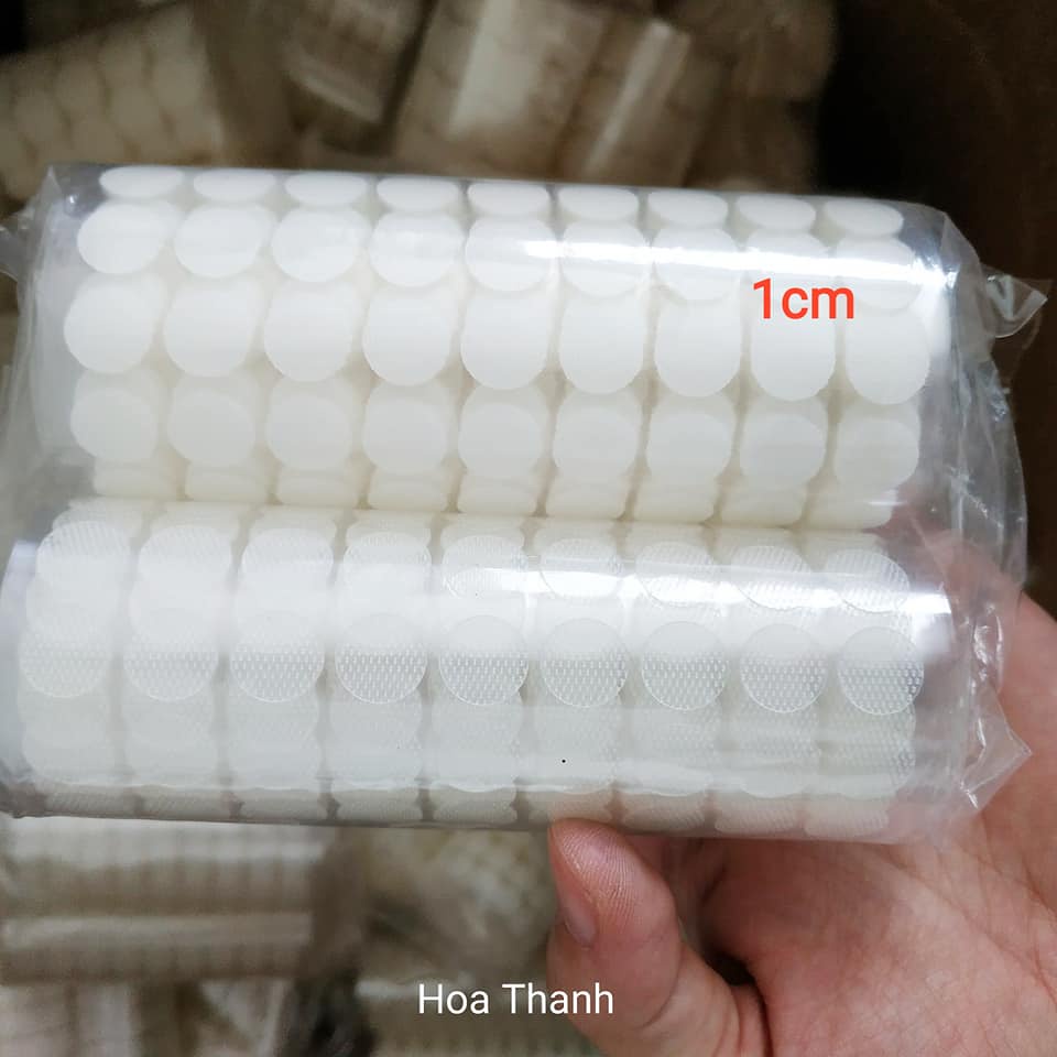 Set 100 cặp verclo băng dính nhám gai TRONG SUỐT 1cm và 1,5cm