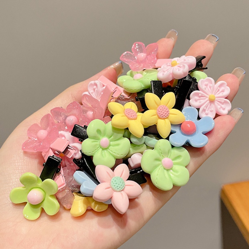 Set 10 Kẹp Tóc Hoa Nhiều Màu Dễ Thương