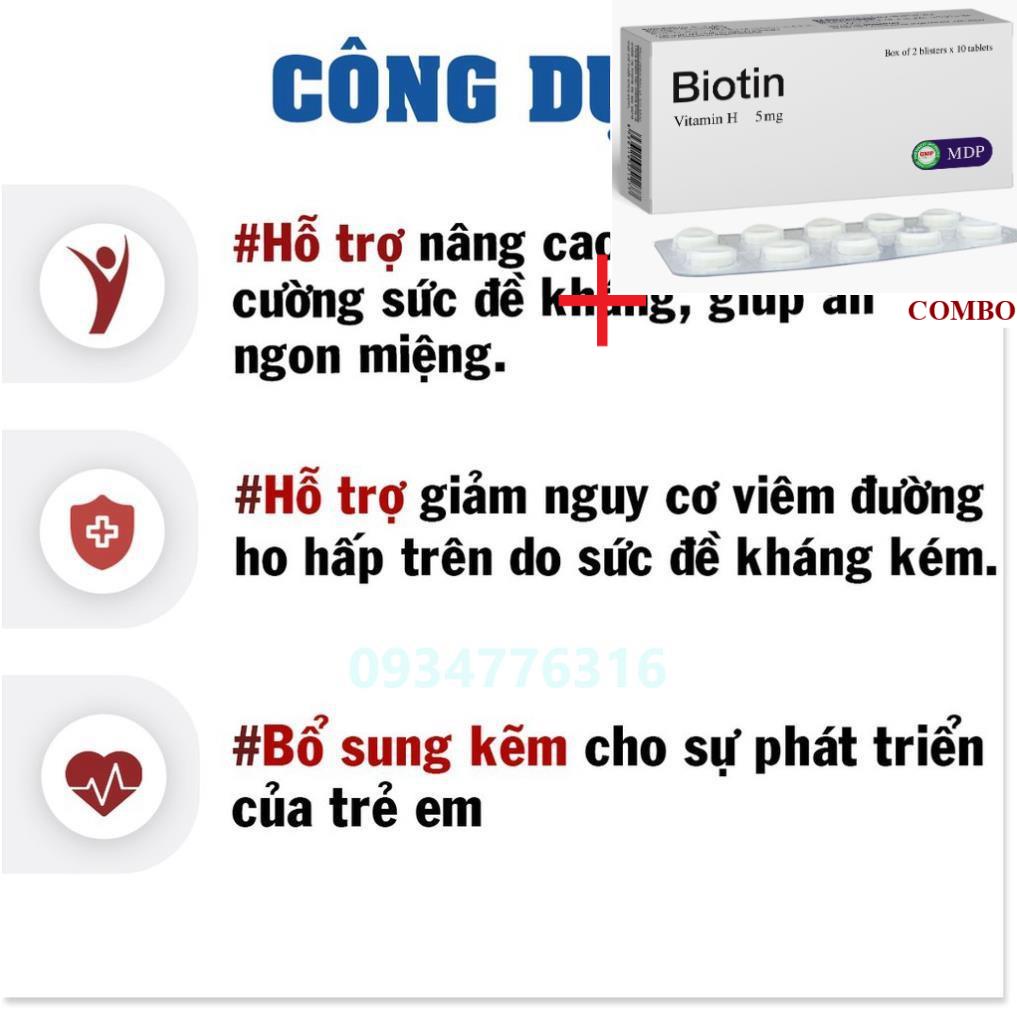 Combo Biotin 5mg+ AT Zinc Kẽm siro dạng ống - Tăng Sức Đề Kháng Cho Trẻ