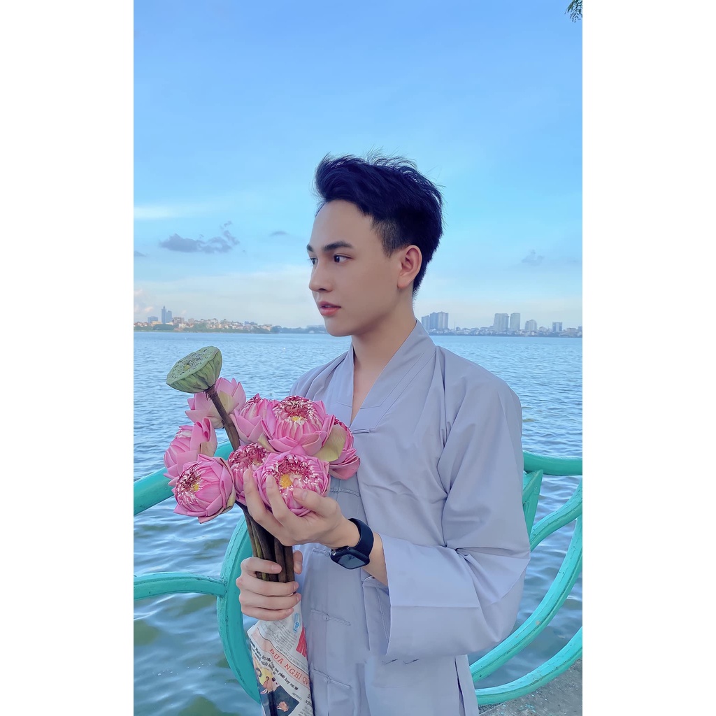 Đồ Lam Bộ Đi Chùa Nam La Hán Dài Tay Cao Cấp Lịch Sự Chất Vải Dày Dặn Mềm Mịn Mặc Rất Mát Và Thoải Mái