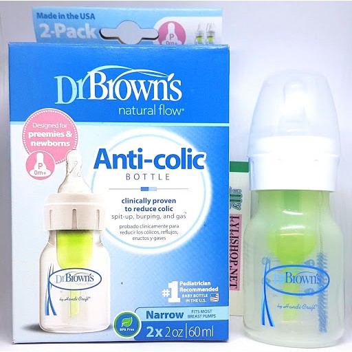 Set 3 bình sữa cổ thường hẹp Dr Browns Natural Flow Anti Colic dung tích 60ml/120ml / 250 ml