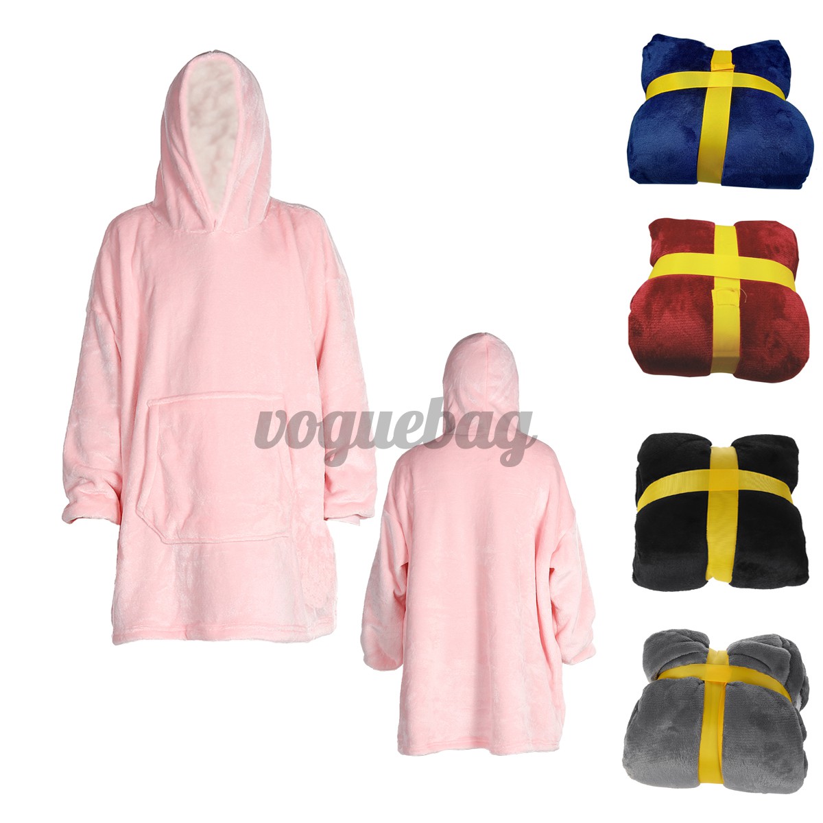 Áo nỉ ngoại cỡ có mũ trùm đầu rộng kiêm chăn lông siêu bông mịn ấm áp | BigBuy360 - bigbuy360.vn