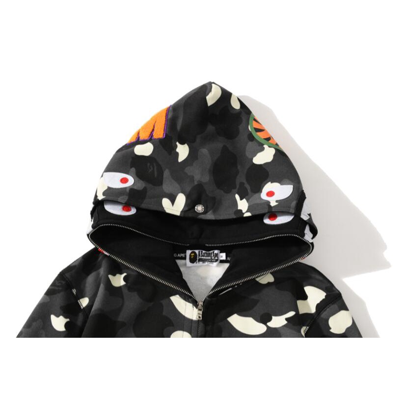 Áo khoác Bape có mũ trùm đầu chất Cotton hoạ tiết in thời trang