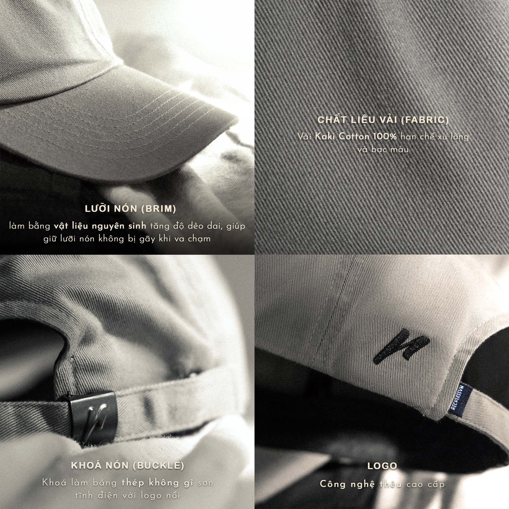 Nón Thể Thao Lưỡi Trai Không Lót Reckless Signature Dadhat Vải Kaki Cotton