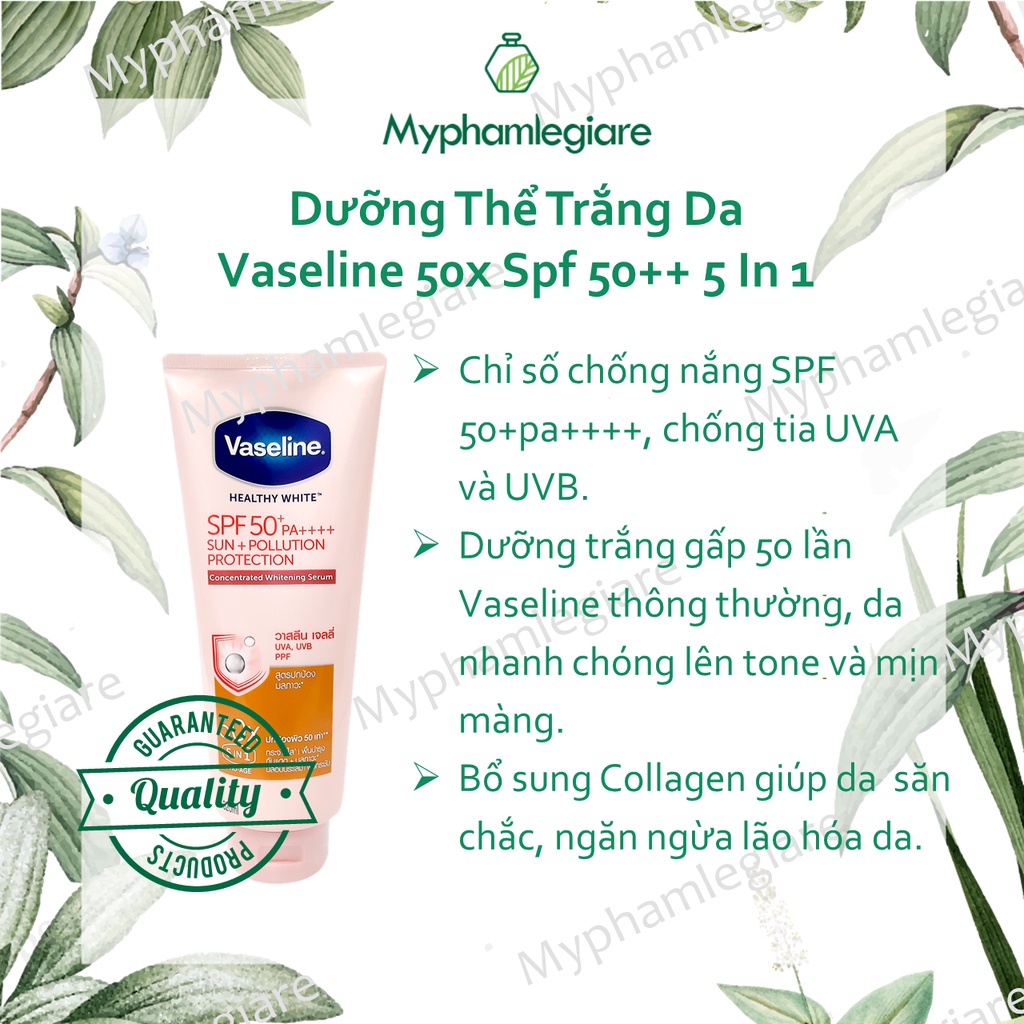 Dưỡng thể trắng da Vaseline 50x SPF 50++ 5in1   320ml