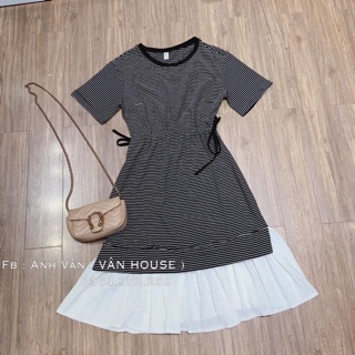Đầm phối voan dập ly