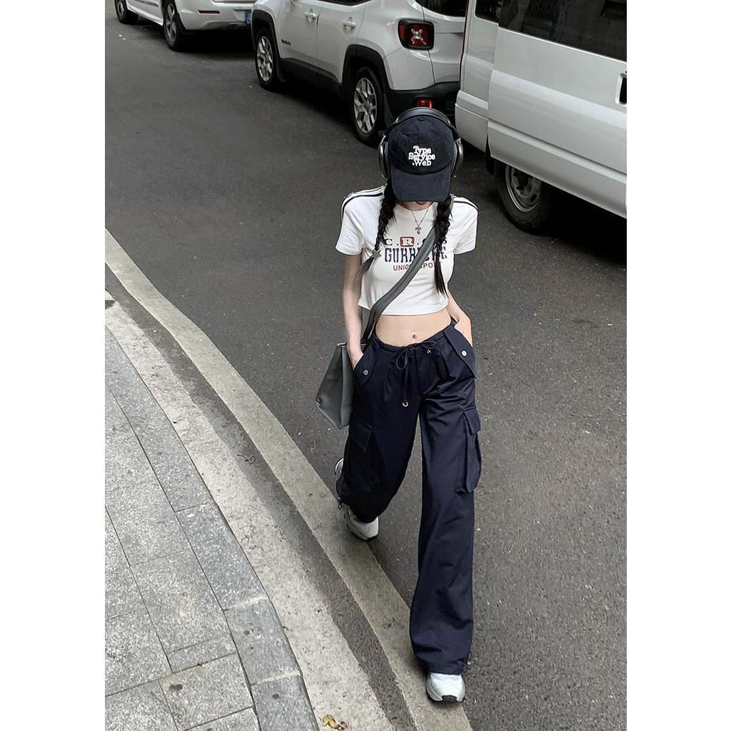 Set Áo Thun Tay Ngắn + Quần Dài Ống Đứng Phong Cách Retro Thời Trang 63312