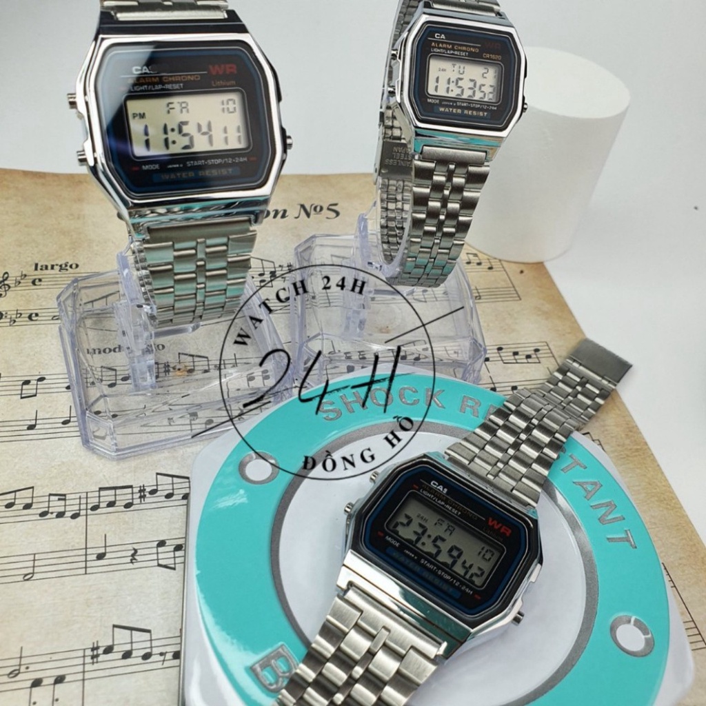 Đồng hồ Nam casio A19, dây thép không gỉ, khóa thông mình, đồng hồ điện tử cao cấp
