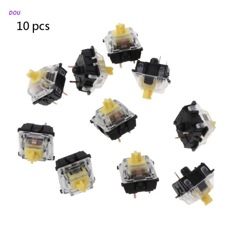 Set 10 Công Tắc Cơ Học 3 Pin Màu Vàng Trong Suốt Ốp