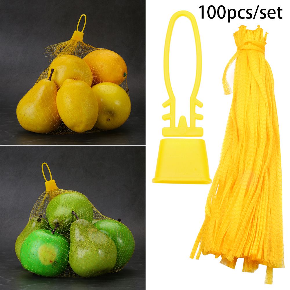 Set 100 túi lưới nhựa đựng trái cây rau củ quả có thể tái sử dụng