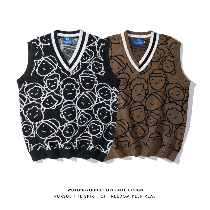 Áo len ghile sweater không tay cổ tim   form rộng phong cách Hàn Quốc nhiều màu dễ phối  không tay cổ V thời trang dành cho nam