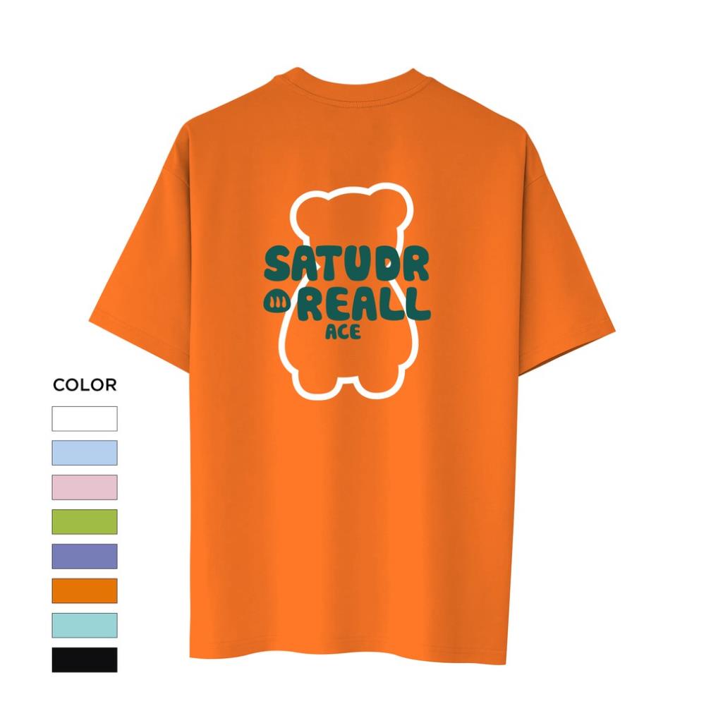 Áo thun nam nữ in gấu SATUDR REALL COTTON (V76)