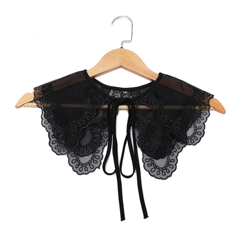 Khăn Choàng Cổ Hai Lớp Phối Ren Thắt Nơ Có Thể Tháo Rời Cho Nữ