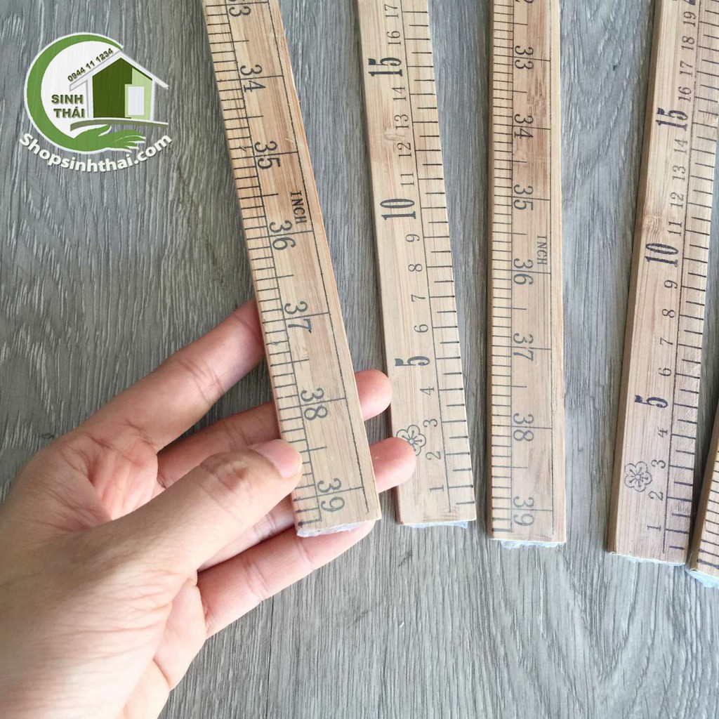 Thước gỗ dài 1 mét  đo quần áo, đồ đạc - thước chia mm