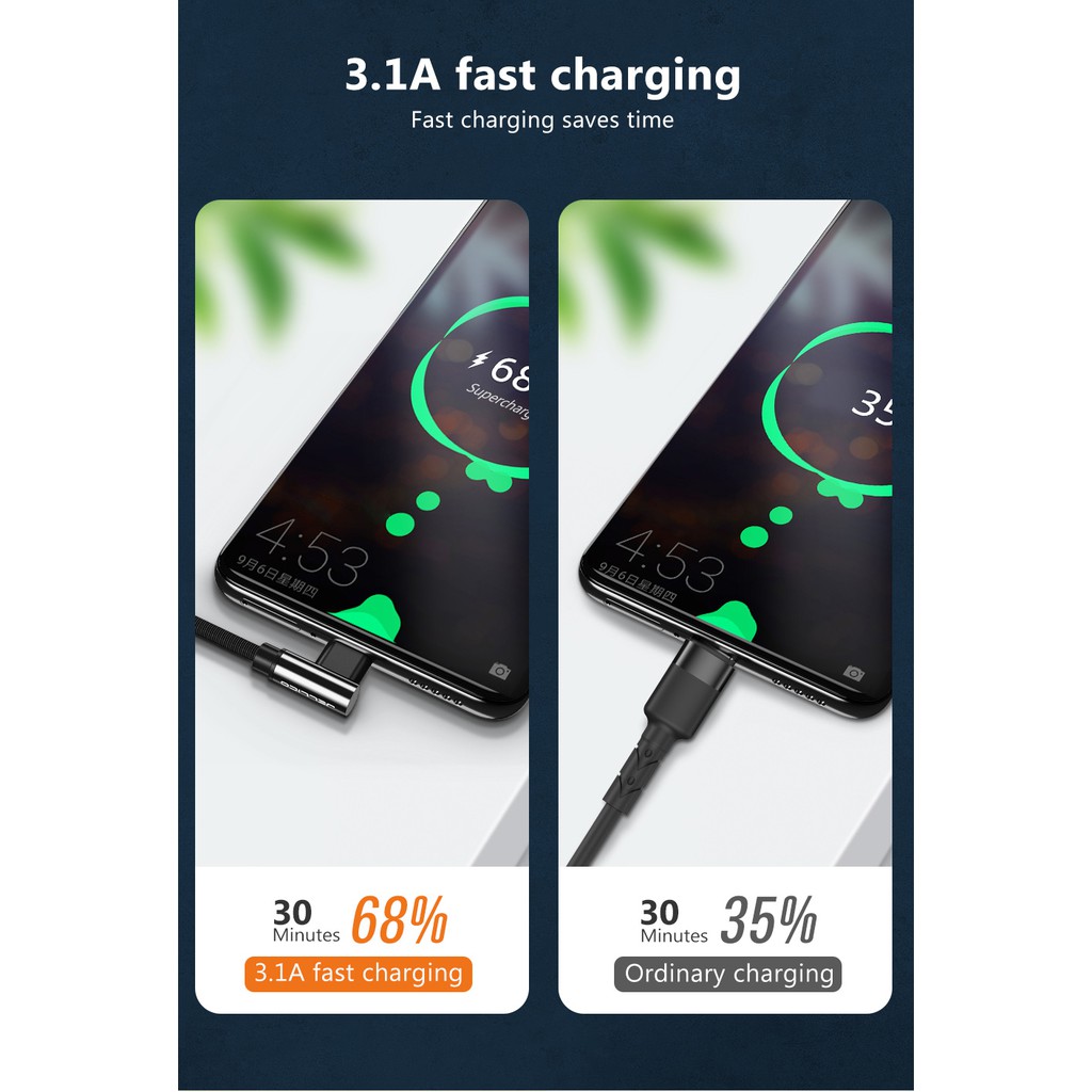 Cáp Sạc Nhanh USB 90 Độ Chuyên Dụng Cho Điện Thoại Chơi Game