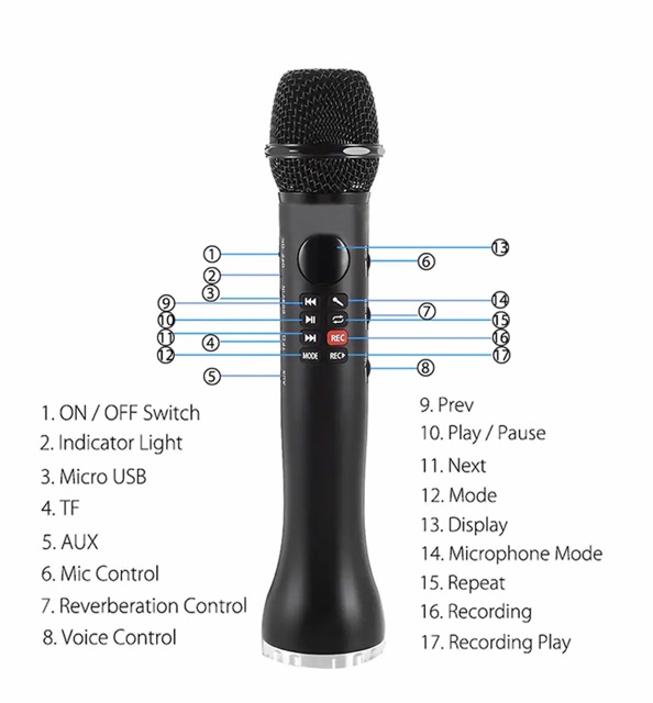 Micro hát karaoke bluetooth L598 hổ trợ ghi âm