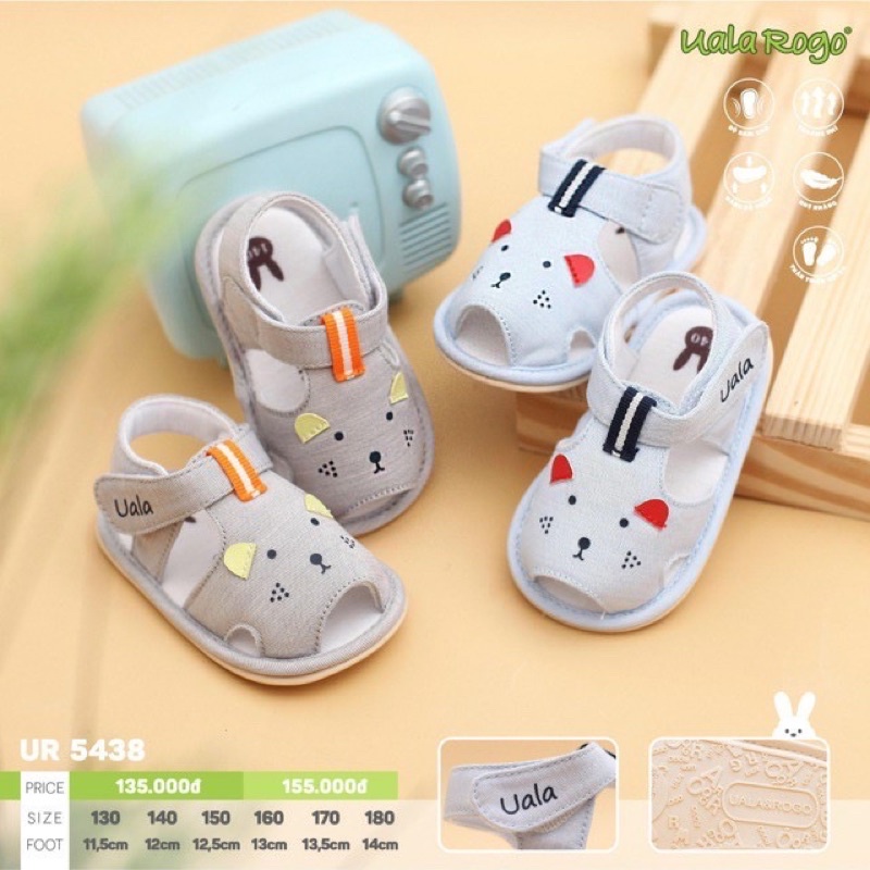 Uala rogo dép tập đi cho bé đế cao su chống chơn trượt